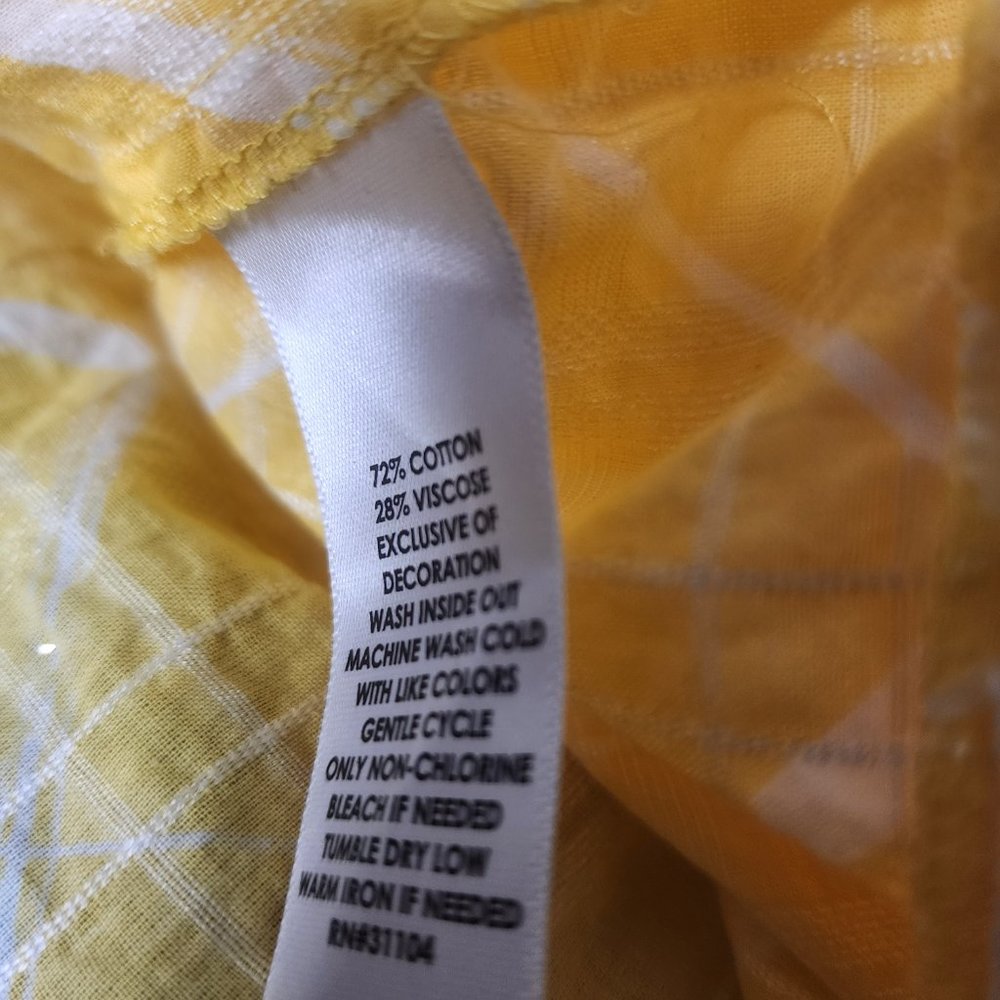 Crown & Ivy Yellow White print Wide Strap Sleeveless Tank Top Cotton XXL - Picture 5 of 10